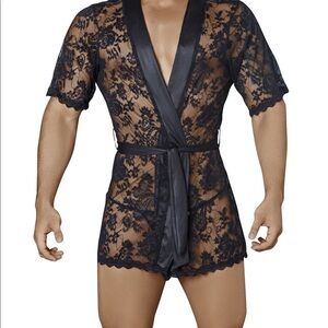 Candyman 99322 Men’s Black Lace Kimono